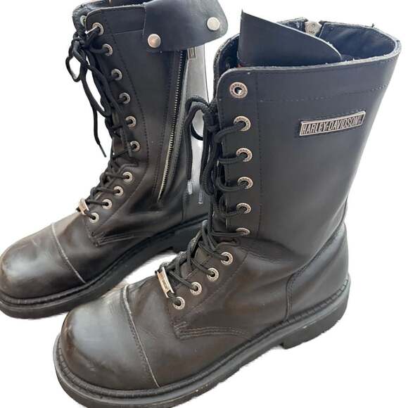 Vintage Harley Davidson lace/side zip motorcycle boots 11.5 RARE